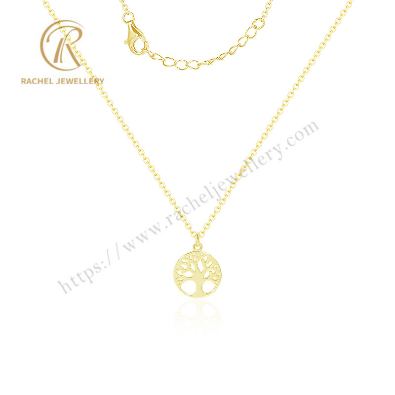 Claissic Jewellery S925 Silver Gold Plated Necklace Tree Of Life Pendant  For Party Present