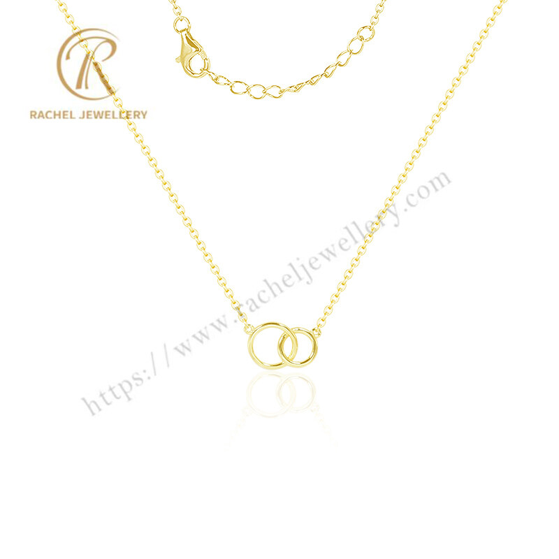 Simple Design Jewelry 925 Silver Double Circle Plain Necklace Gold Plated For Custom Necklace