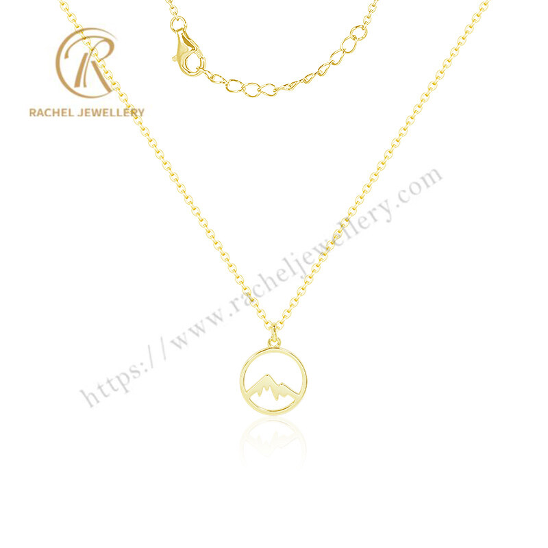 Hot Selling 925 Sterling Silver  Coin Mountain Necklace 18K Gold Plated For Simple Jewellery