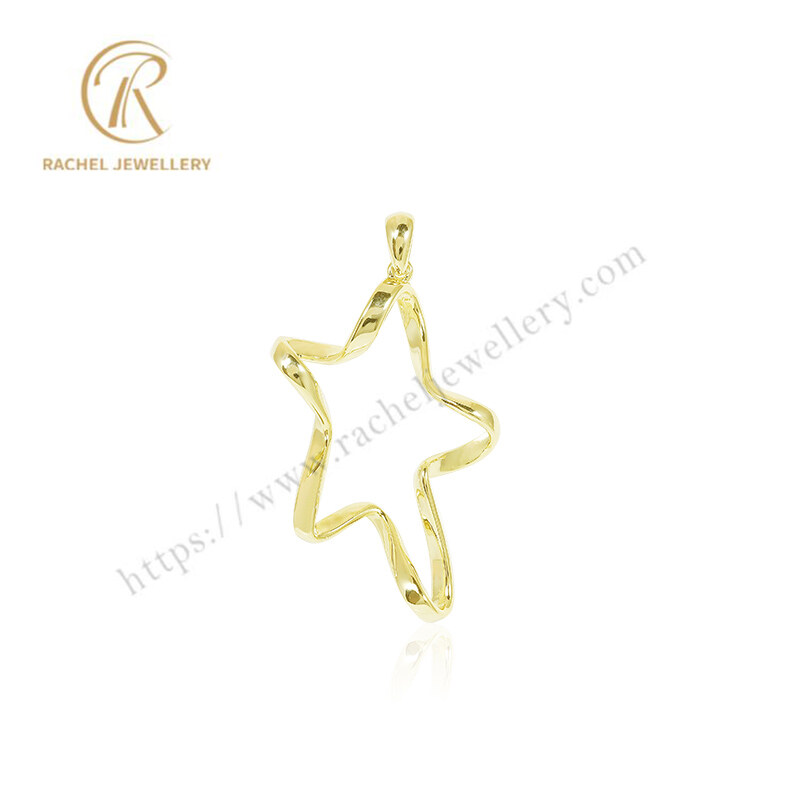 Cute Jewelry Solid 925 Silver Pendant Gold Plated Star Charm For Women Gift Daily Wear