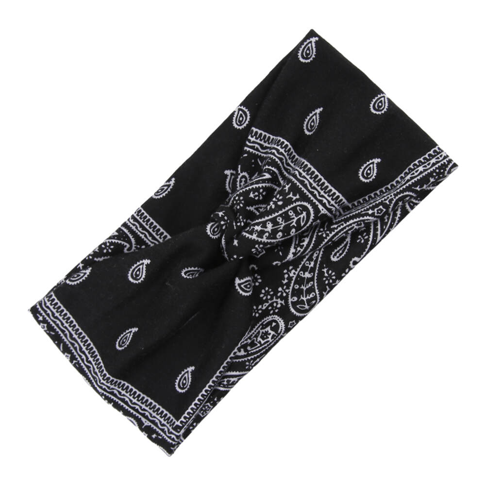 Women Bohemia Wide Headbands Cotton Make Up Yoga Elastic Printed Knot Headwraps Absorb Sweat Yoga Sports Hair Bands