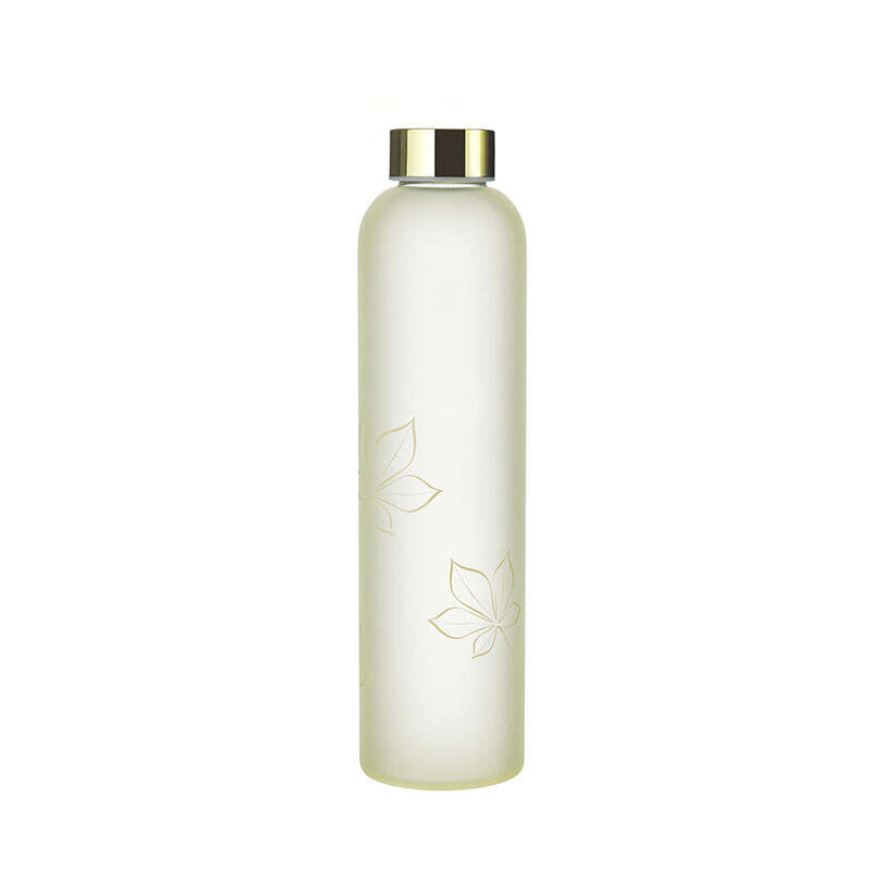 Travel Sports Drinking Bottle 750ml Frosted High Borosilicate Glass Water Bottle With Black Lid