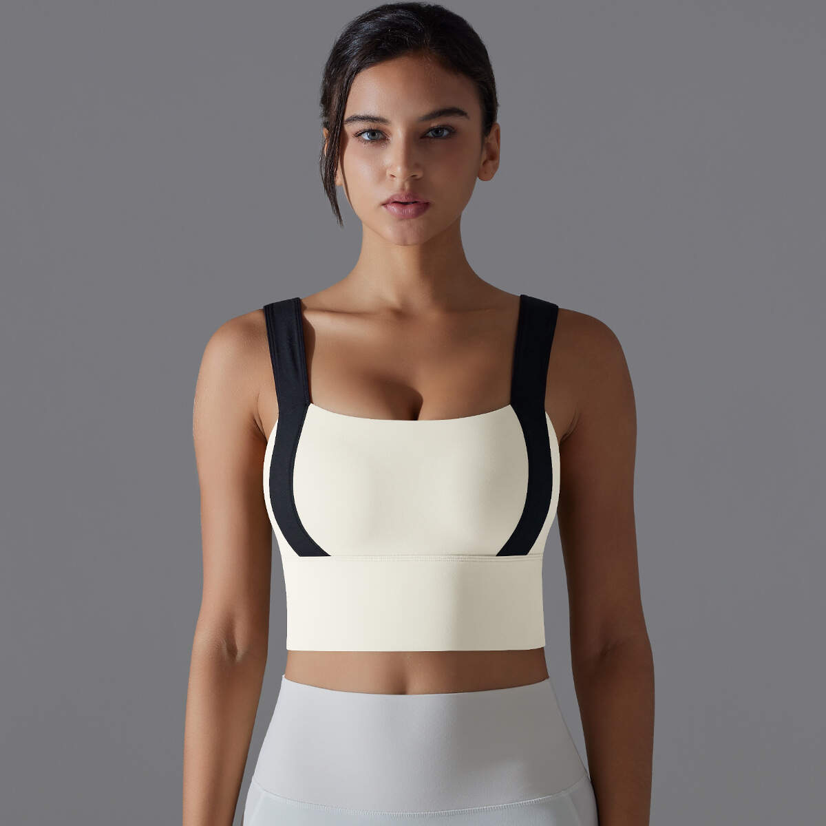 New Design Sexy Contrast Color Strap Yoga Bra Women'S Summer Fitness Bra Breathable Yoga Gym Wear