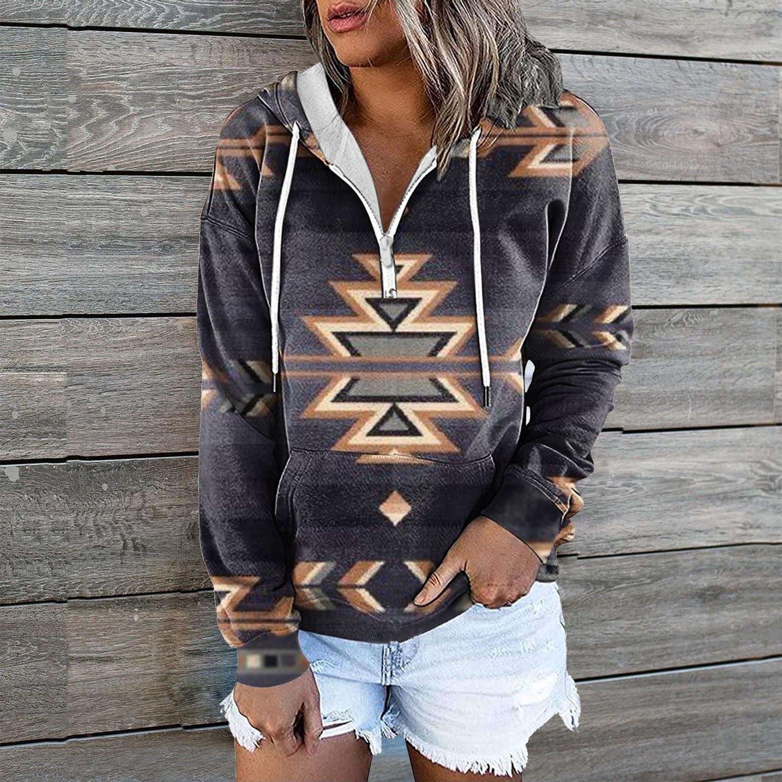 2024 Autumn Winter New Fashion European American Women'S Ethnic Printed Sweatshirt Casual Loose Long Sleeve Hoodie Pullover