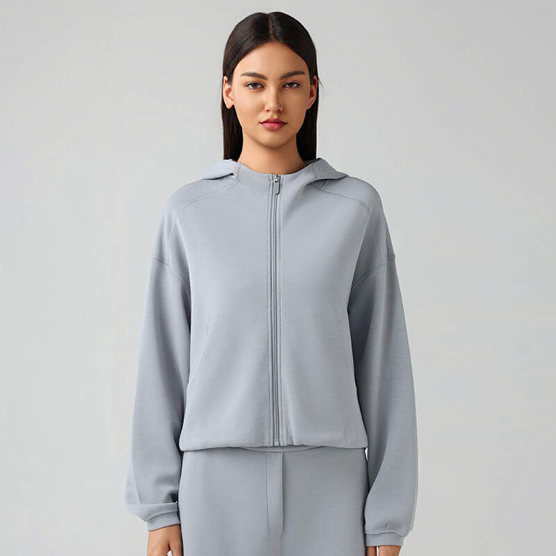 Fashion Women's Hoodies Sweatshirts Custom Hoodies Logo Cotton Full Zip Up Hoodie basic tops women yoga jacket
