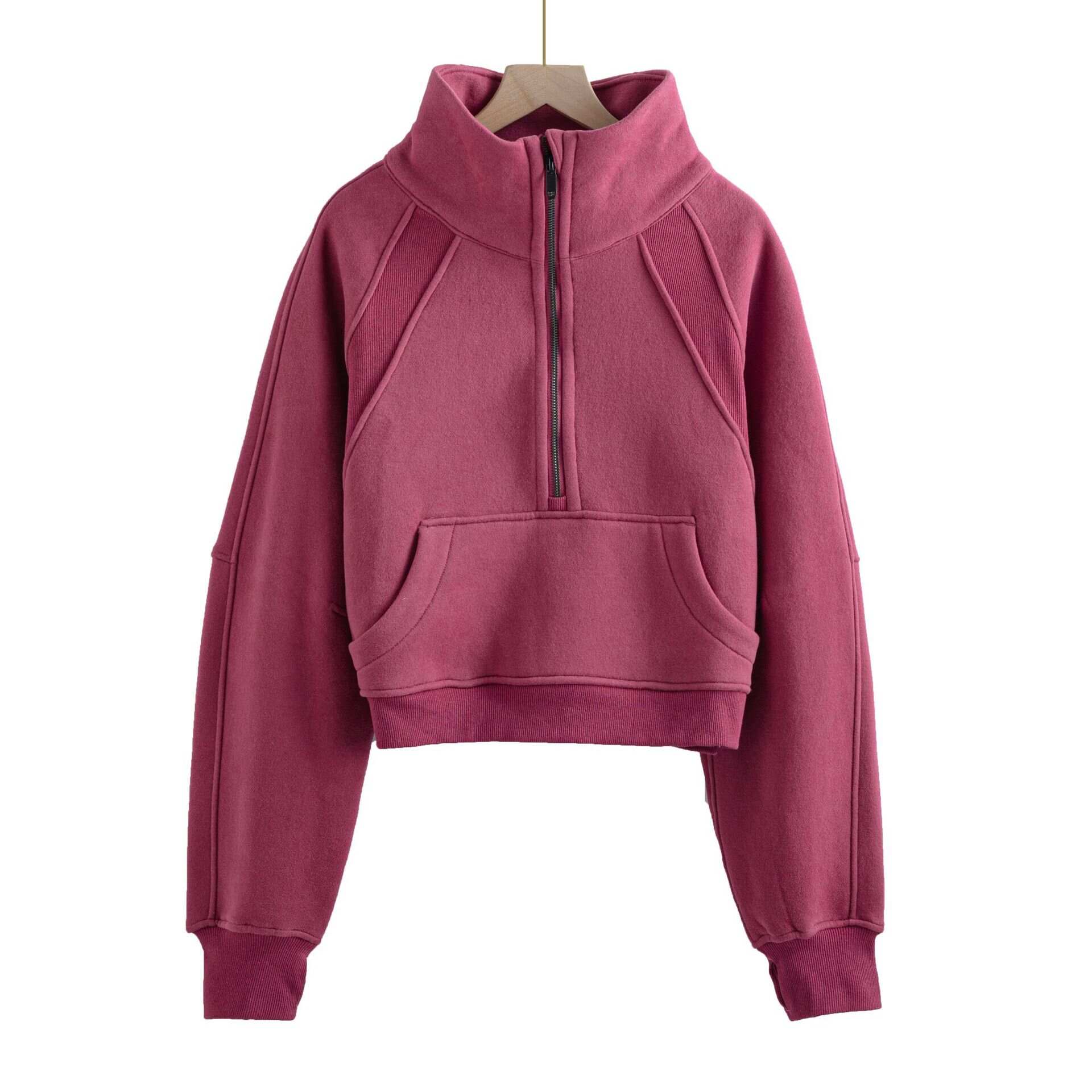 Custom Stand Collar Loose Fleece Yoga Sports Gym Fitness Half Zip Heavyweight Women's Hoodies