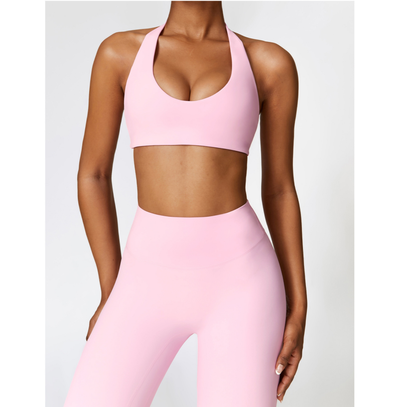 Oem Workout Halter Neck Shockproof Strappy Mini Yoga Bra Fitness Women Thin Strappy Backless Sports Bra For Women