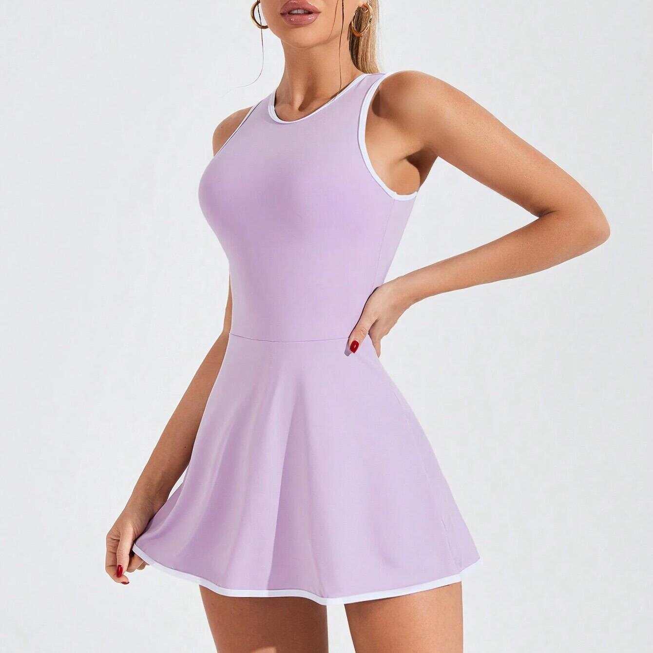 High Quality Activewear Casual Women's Sleeveless Sporty Dress Summer Mini Breathable Tennis Skorts Sets Dress With Yoga Shorts