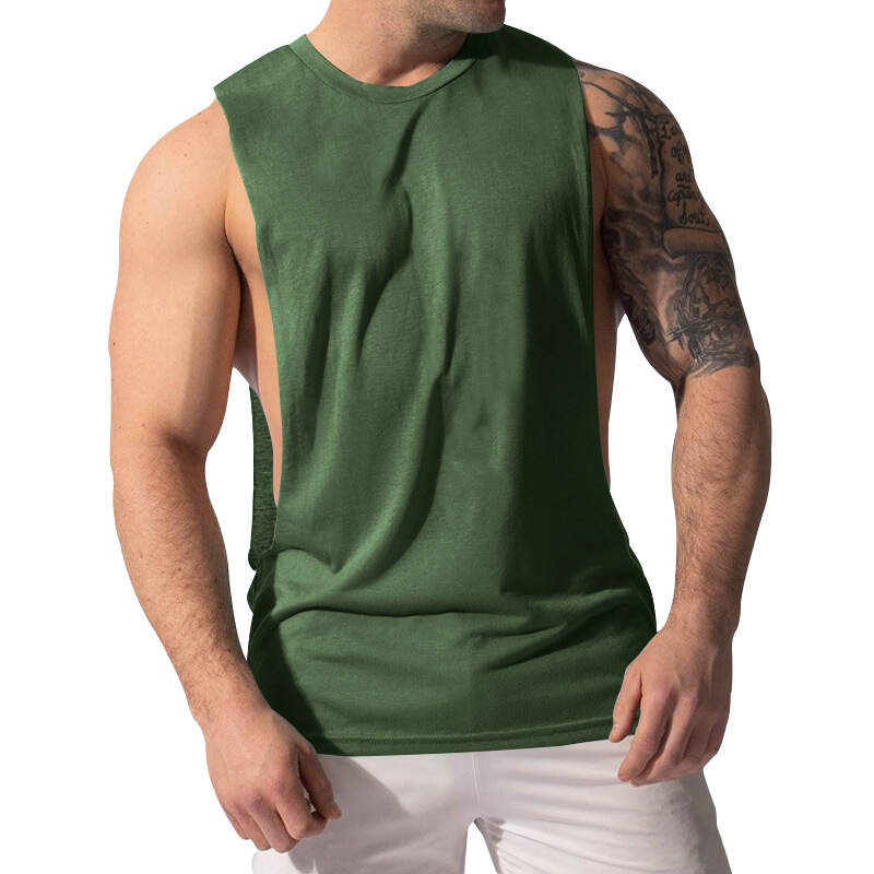 New Men's Vest Cotton White Quick Dry Workout Tank Top Gym Muscle Tee Fitness Bodybuilding Sleeveless T Shirt Athletic Clothing