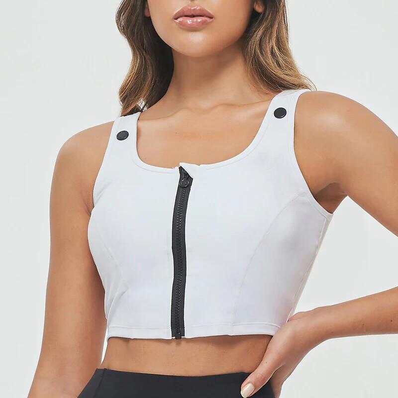 High Support Zip Front Sports Yoga Bra Ladies Gym Fitness Underwear Breathable Mesh Back Casual Workout Sports Tops