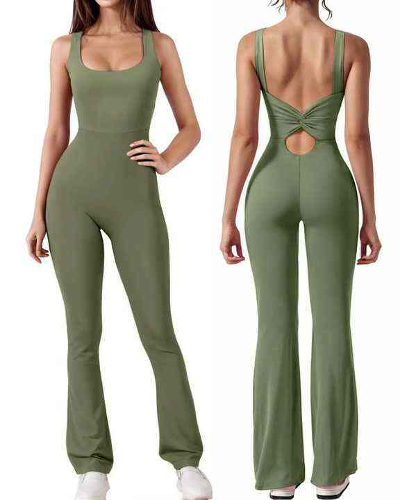 Custom Wide Leg Sleeveless Backless Romper - Women’s One Piece Athletic Flare Jumpsuit for Yoga, Gym, Fitness & Casual Wear