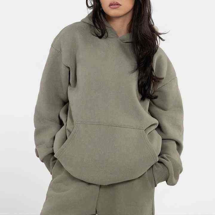 Custom Women Thick Cotton Fleece Relaxed Super Soft Softness Heavyweight Oversize Fit Pullover Hoodies With Kangaroo Pocket