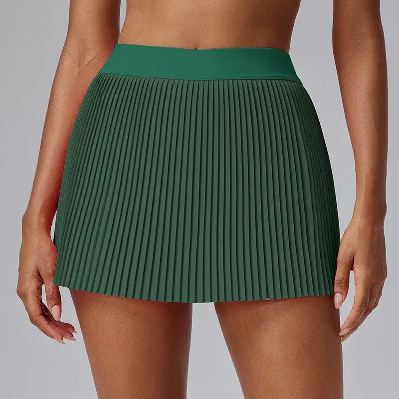 2025 women tennis skirt, quick-dry sports skirt, tennis skirt with shorts, badminton pleated skirt, gym workout skort, fitness skirt pocket, sports trousers skirt