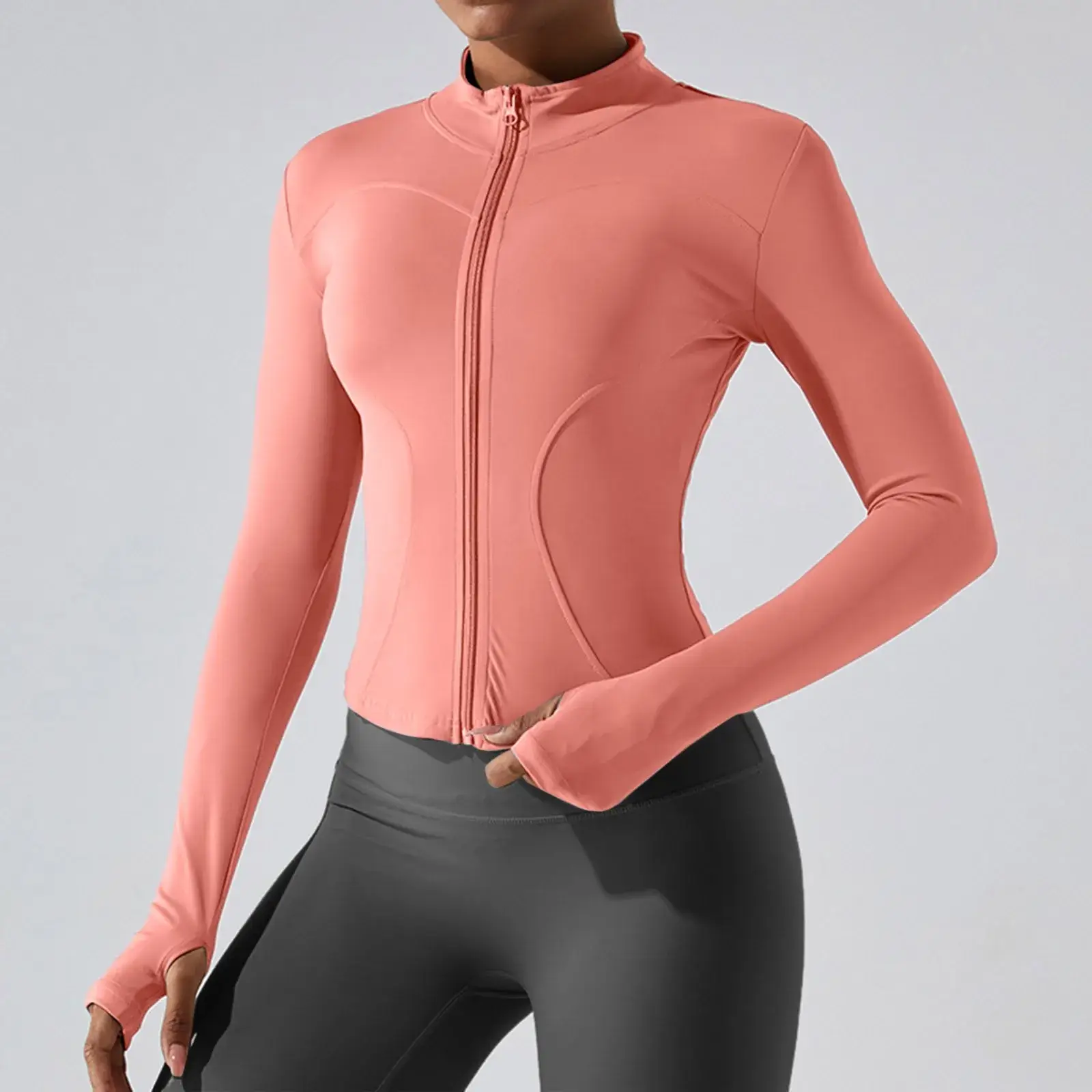 plus size sport top, open front yoga cardigan, cropped gym sweatshirt, women’s workout top with pockets, elastic long sleeve shirt