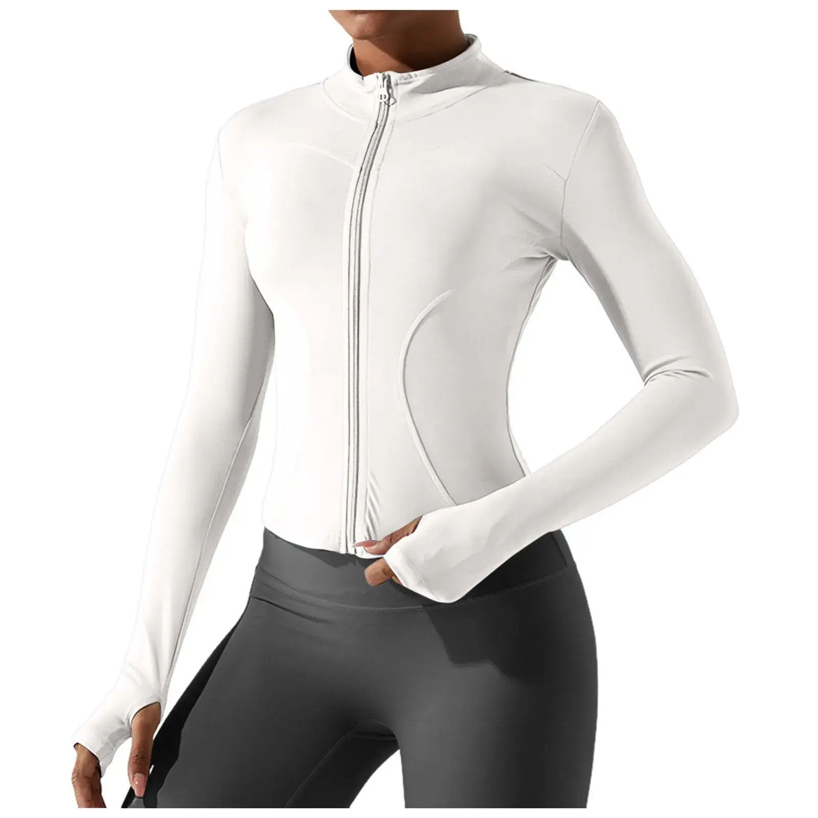 plus size sport top, open front yoga cardigan, cropped gym sweatshirt, women’s workout top with pockets, elastic long sleeve shirt