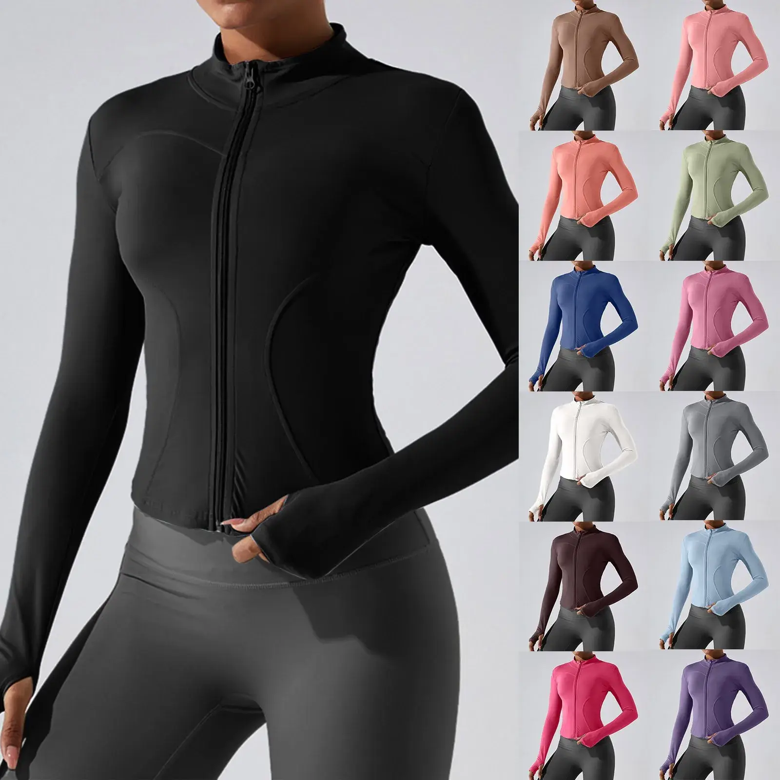 Plus Size Open Front Sport Top Cardigans With Pockets For Womens Gym Long Sleeve Yoga Cropped T Shirt Elastic Sweatshirt 2025