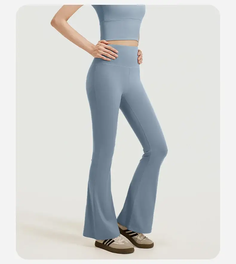 seamless yoga pants, hip lifting flare leggings, high waisted fitness pants, Pilates bell bottom pants, naked feel workout pants