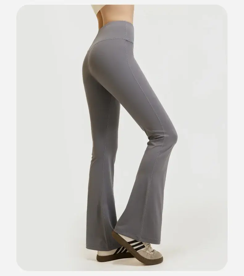 seamless yoga pants, hip lifting flare leggings, high waisted fitness pants, Pilates bell bottom pants, naked feel workout pants
