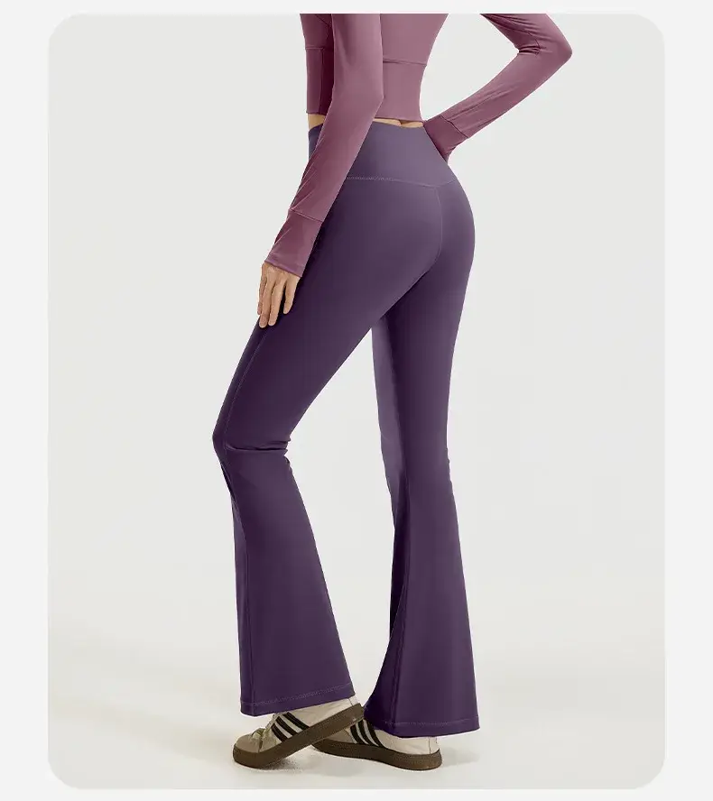 seamless yoga pants, hip lifting flare leggings, high waisted fitness pants, Pilates bell bottom pants, naked feel workout pants