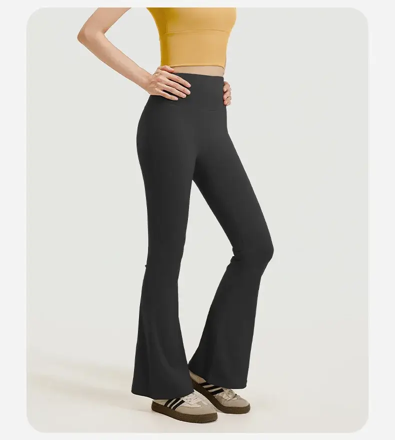 seamless yoga pants, hip lifting flare leggings, high waisted fitness pants, Pilates bell bottom pants, naked feel workout pants