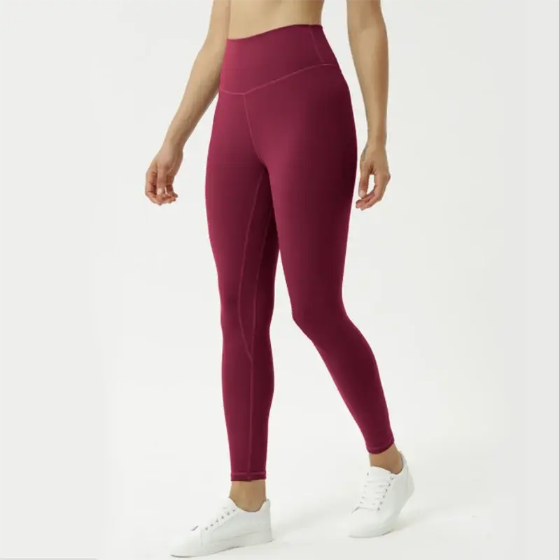 nude feel yoga pants, high waist gym leggings, tight fit workout pants, breathable yoga leggings, solid color fitness tights