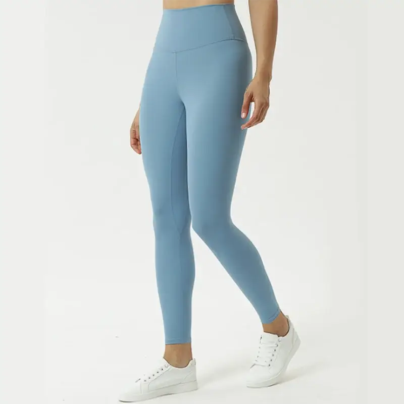 nude feel yoga pants, high waist gym leggings, tight fit workout pants, breathable yoga leggings, solid color fitness tights