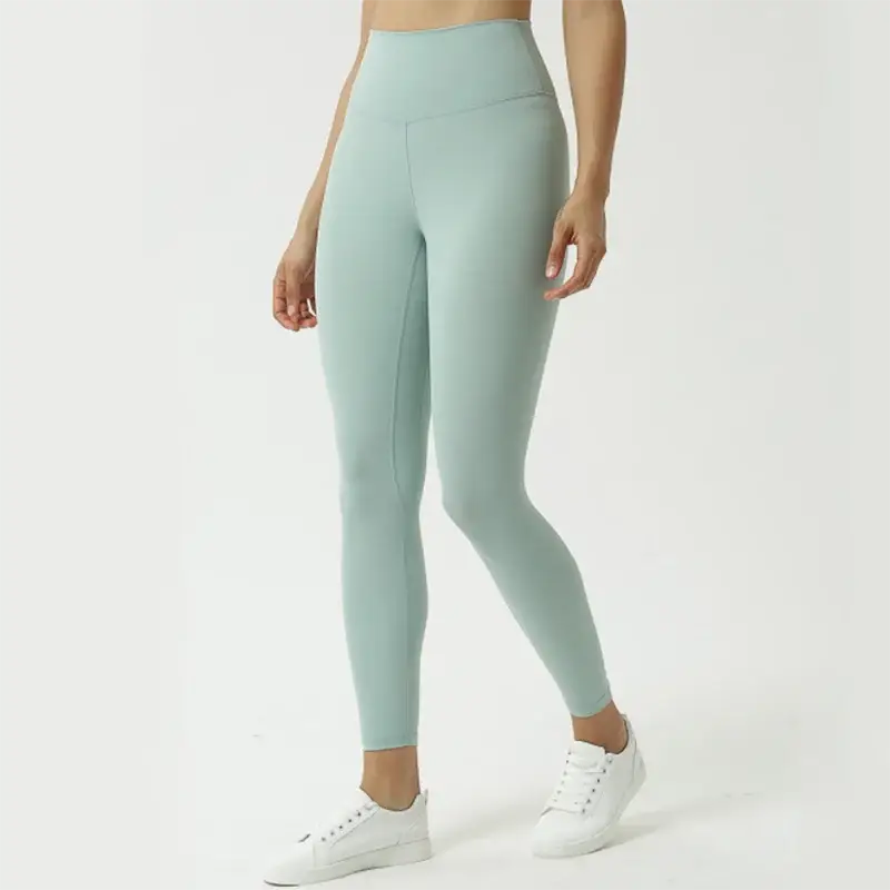 nude feel yoga pants, high waist gym leggings, tight fit workout pants, breathable yoga leggings, solid color fitness tights