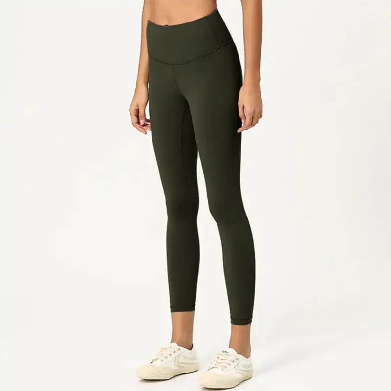 nude feel yoga pants, high waist gym leggings, tight fit workout pants, breathable yoga leggings, solid color fitness tights