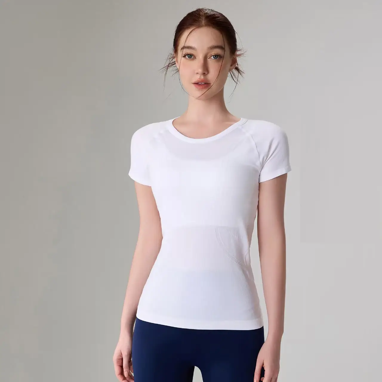 Women’s Seamless Short Sleeve Yoga Top – Breathable Slim Fit Running Fitness Shirt