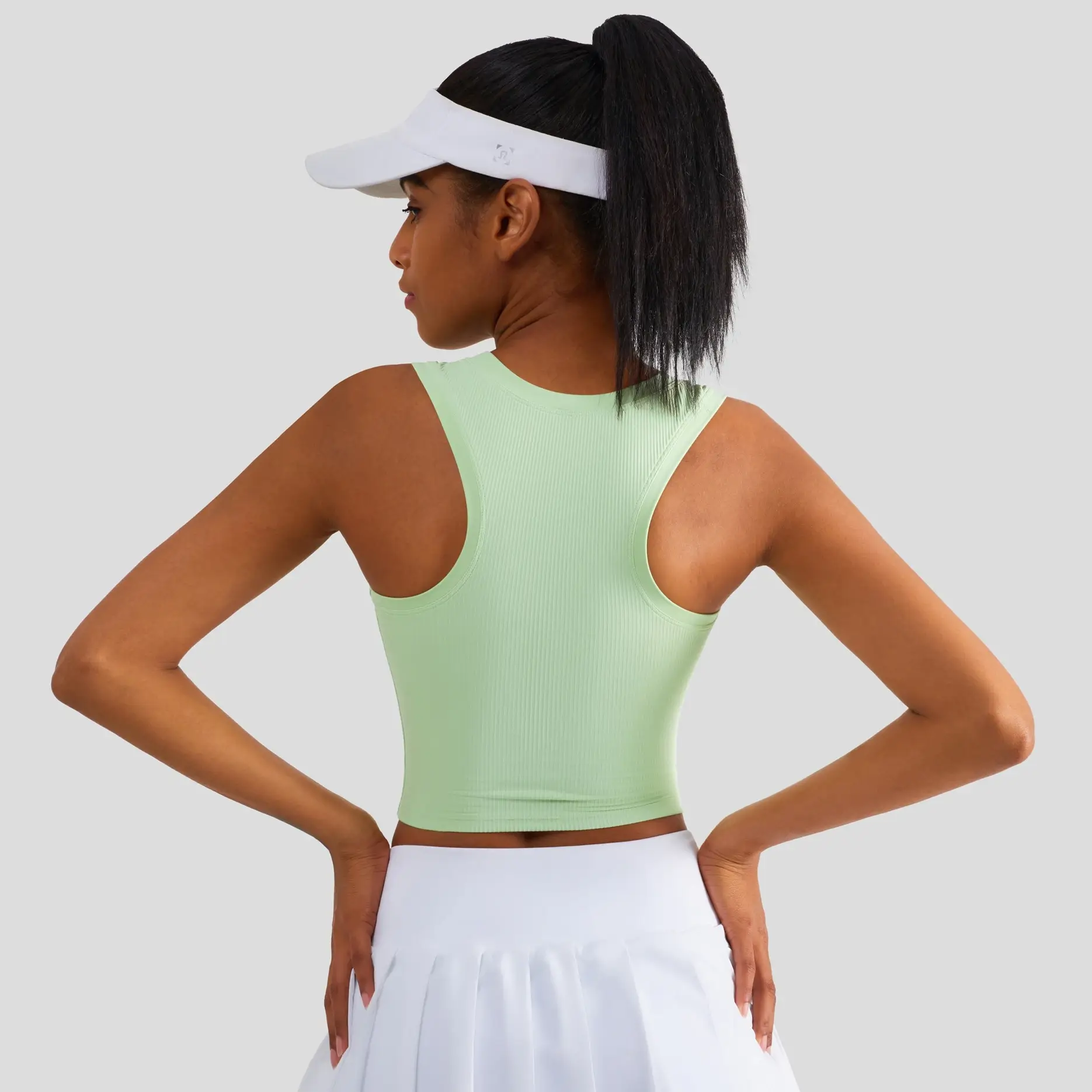 ribbed yoga tank top, fixed cups sports bra, shockproof fitness vest, stretchy workout top women, gym yoga bra top