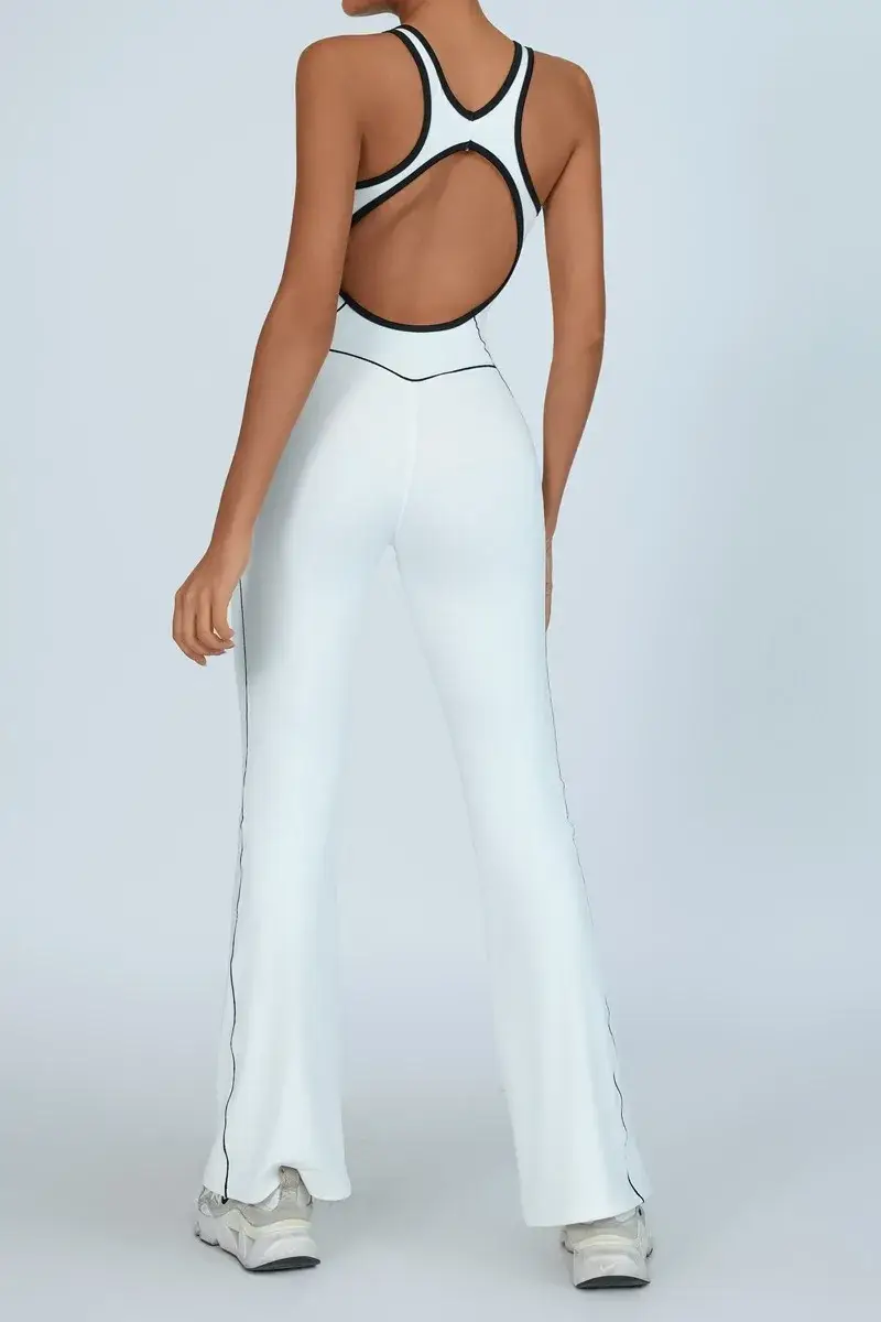 yoga jumpsuit women, one-piece fitness romper, bell-bottom sports bodysuit, pilates training set, seamless gym overalls