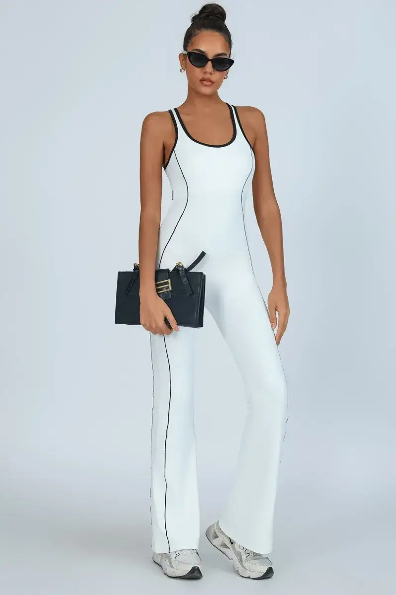 yoga jumpsuit women, one-piece fitness romper, bell-bottom sports bodysuit, pilates training set, seamless gym overalls