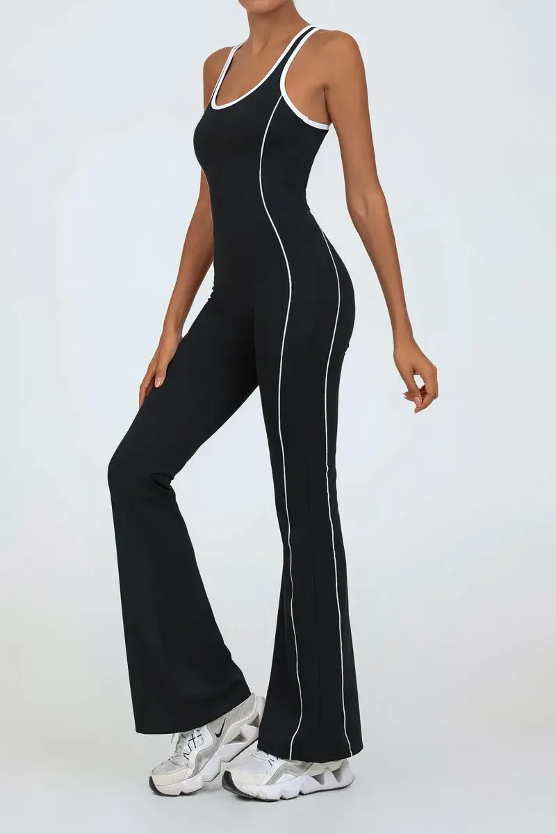 yoga jumpsuit women, one-piece fitness romper, bell-bottom sports bodysuit, pilates training set, seamless gym overalls