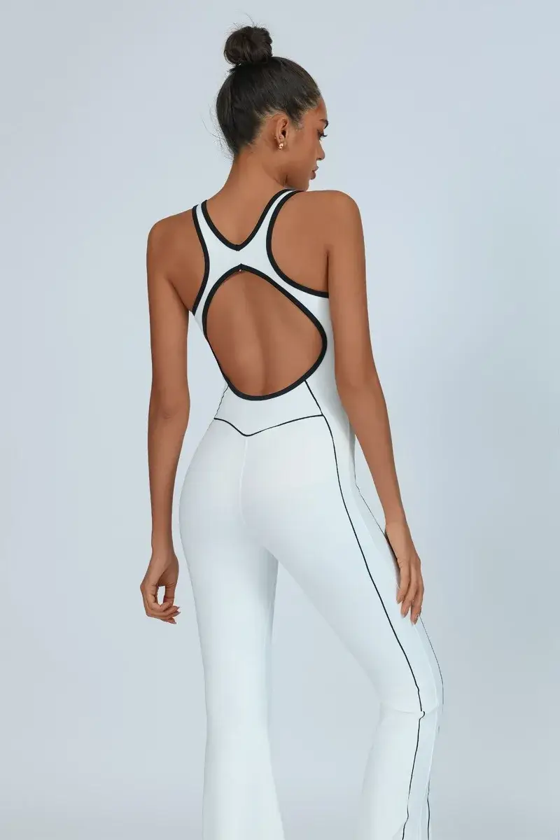 yoga jumpsuit women, one-piece fitness romper, bell-bottom sports bodysuit, pilates training set, seamless gym overalls