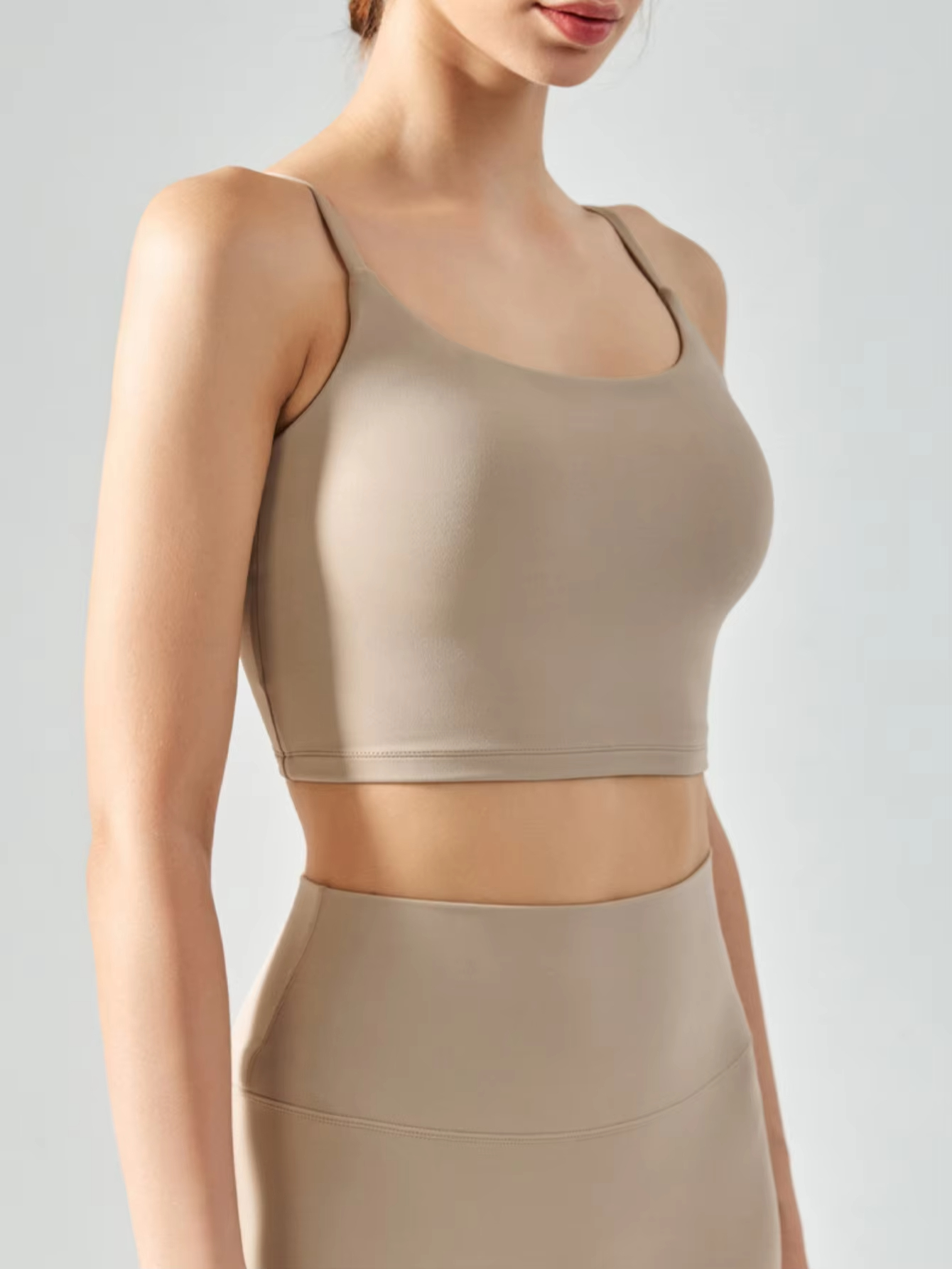 seamless sports bra, wireless padded yoga bra, spaghetti strap vest top, soft fitness underwear, breathable workout bra
