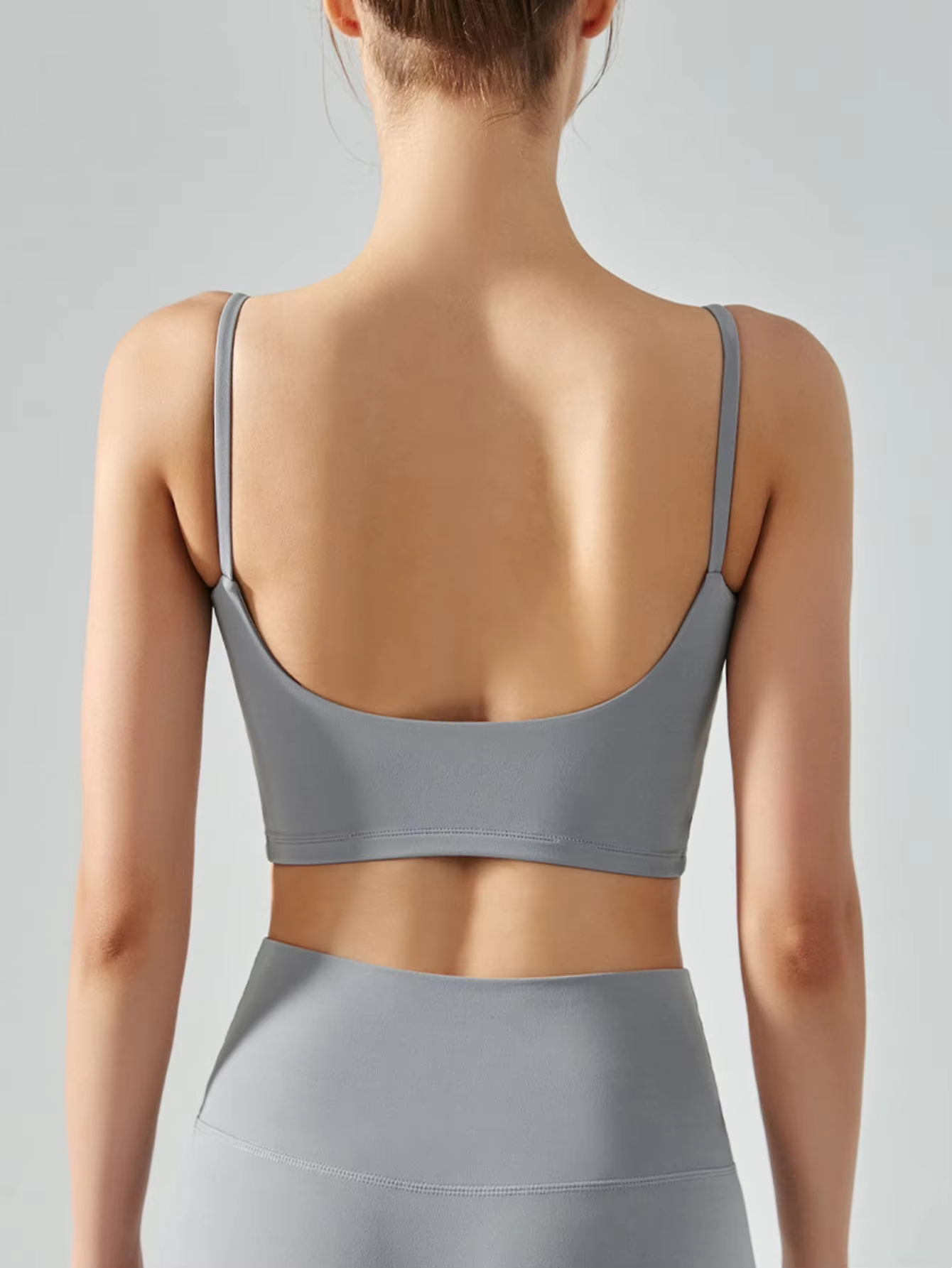 seamless sports bra, wireless padded yoga bra, spaghetti strap vest top, soft fitness underwear, breathable workout bra
