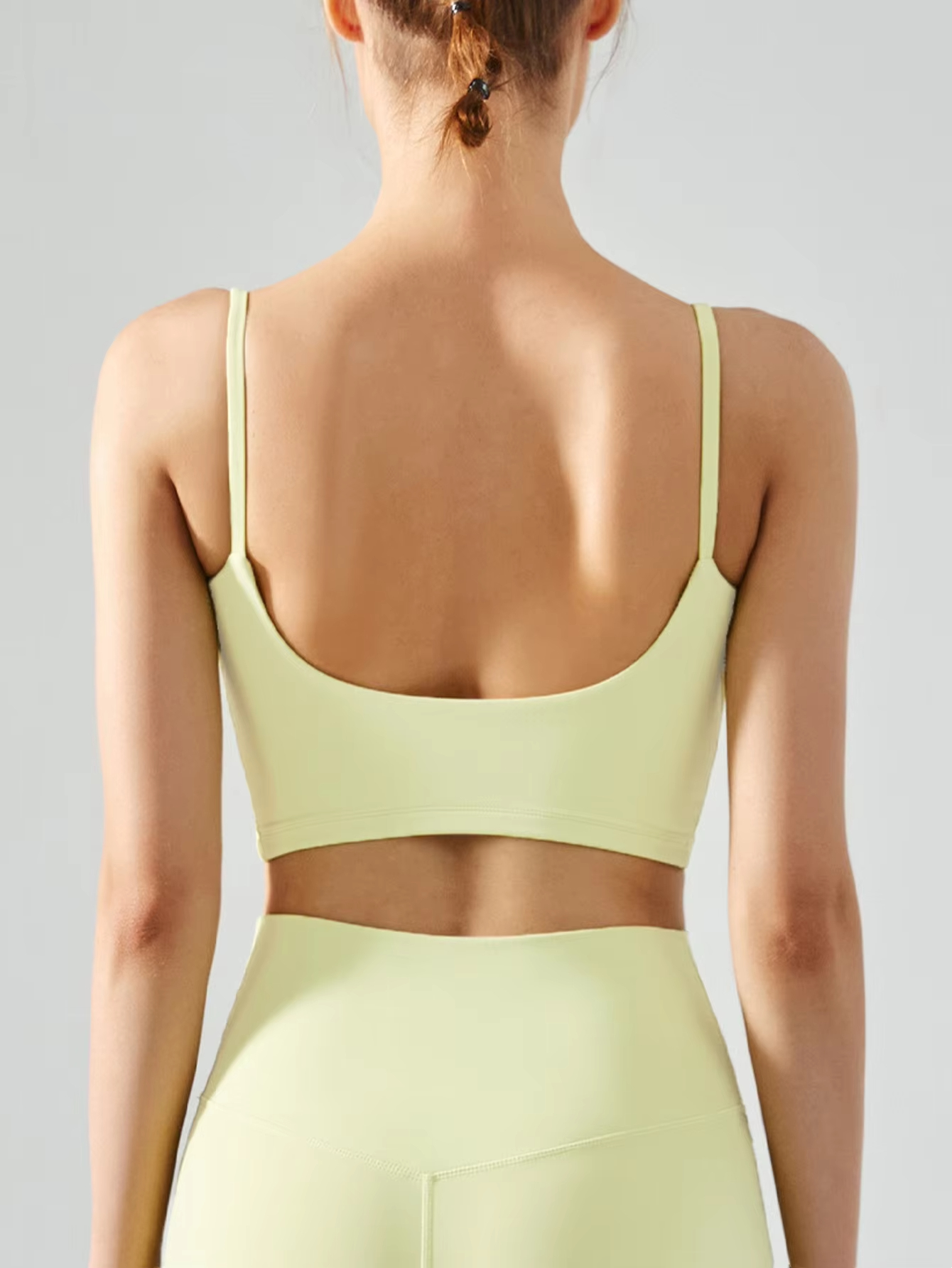 seamless sports bra, wireless padded yoga bra, spaghetti strap vest top, soft fitness underwear, breathable workout bra