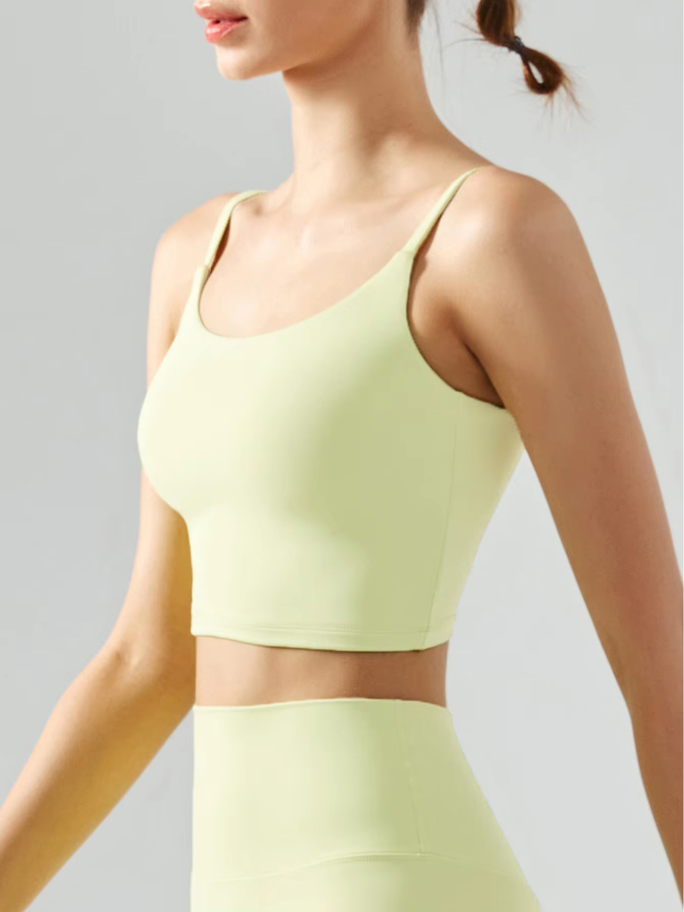 seamless sports bra, wireless padded yoga bra, spaghetti strap vest top, soft fitness underwear, breathable workout bra