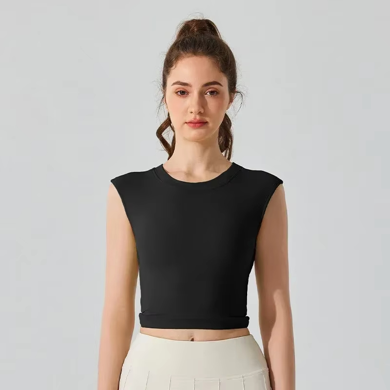 backless sports shirt, short sleeve yoga top, slim waist gym tee, padded fitness vest, breathable workout shirt