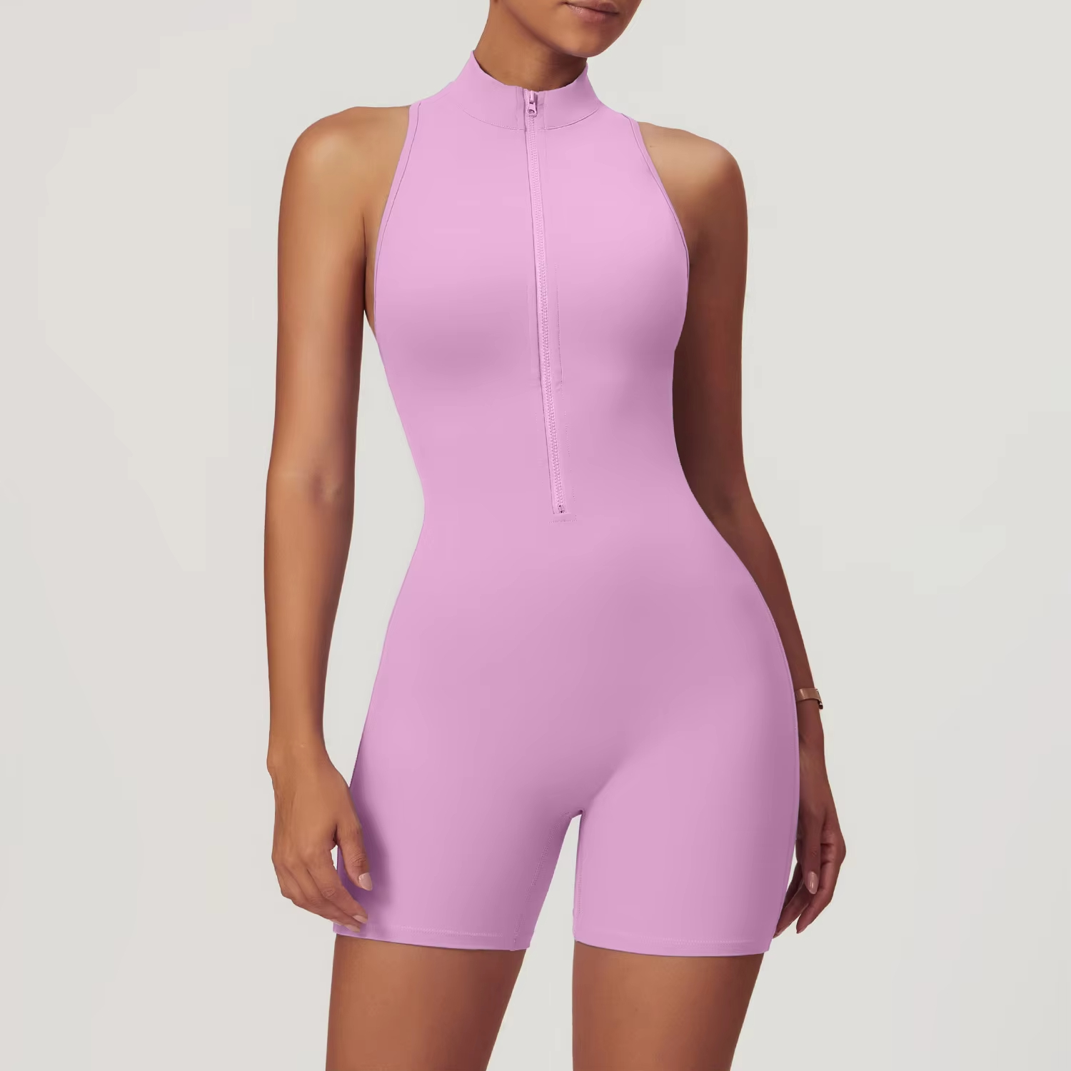 Women’s High-Intensity Backless Yoga Jumpsuit with Zipper – Spring Tight Sportswear