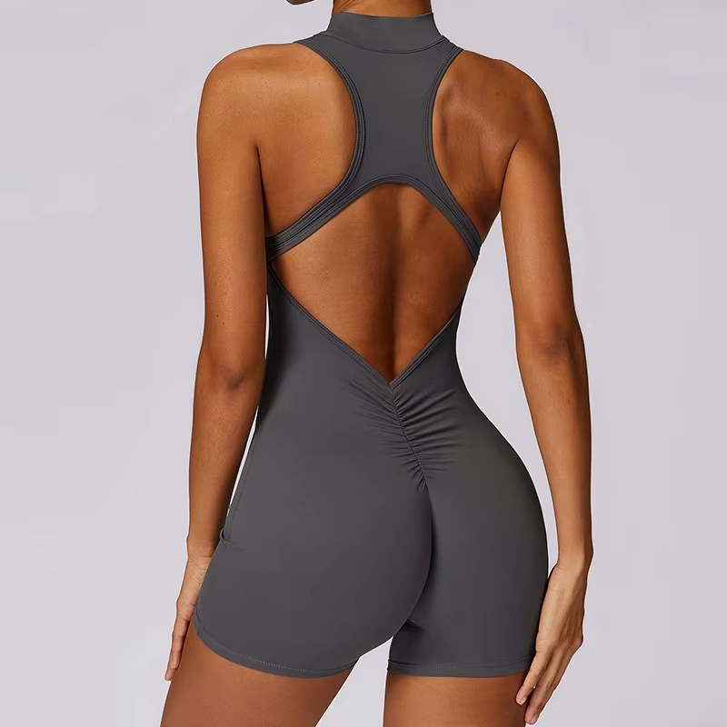 backless yoga jumpsuit, high intensity sportswear, women fitness zipper suit, naked feel jumpsuit, tight yoga jumpsuit