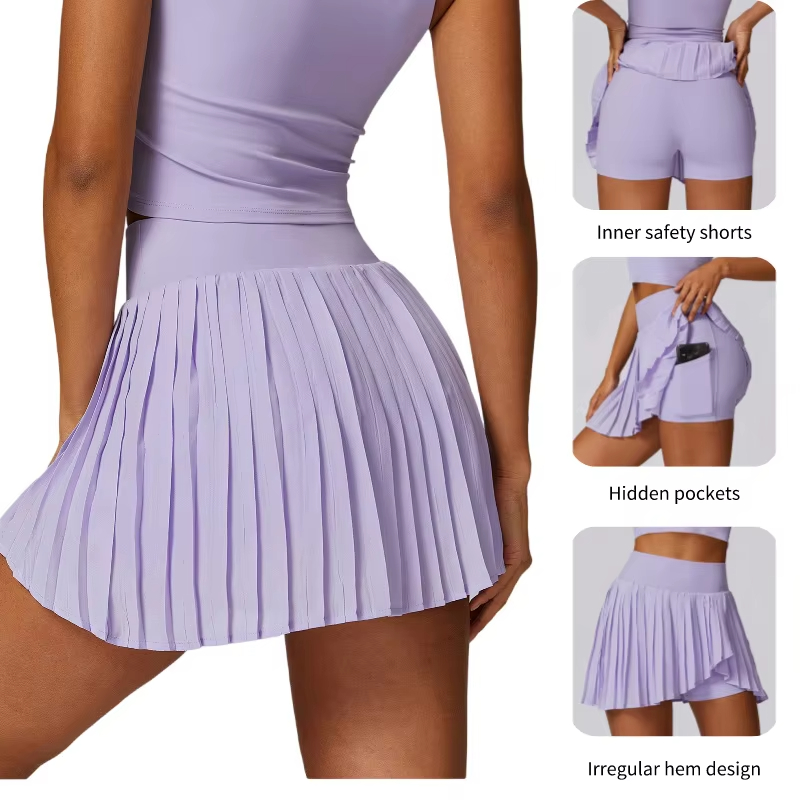 women sports skirt, golf skirt with shorts, running skirt with pocket, pleated athletic skort, workout tennis skort