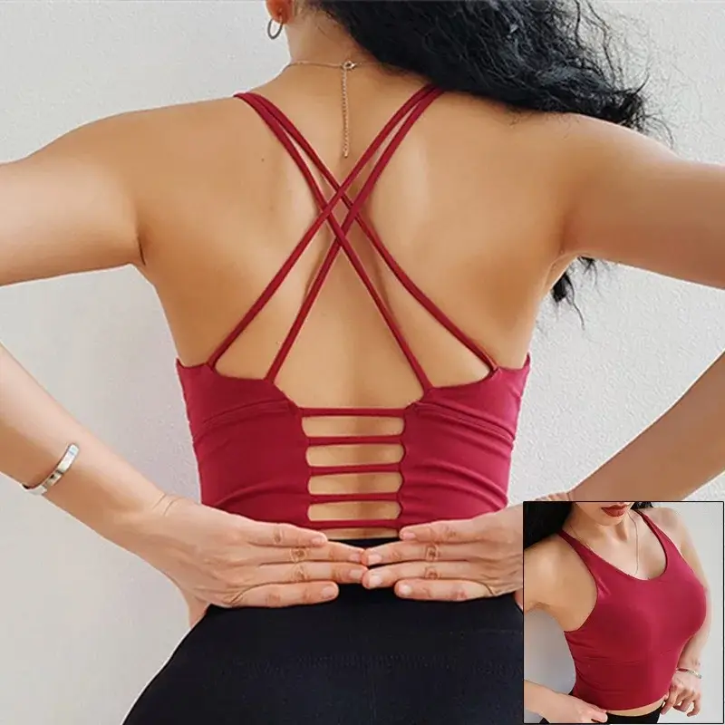 sports bra women, yoga crop top, breathable sports bra, criss-cross back bra, fitness underwear