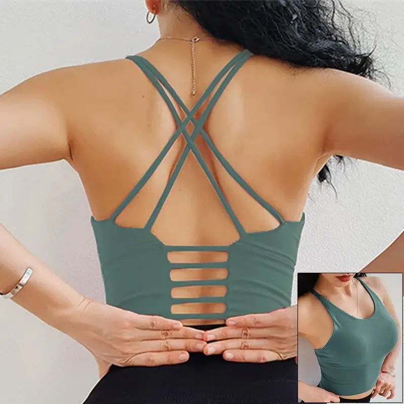 sports bra women, yoga crop top, breathable sports bra, criss-cross back bra, fitness underwear