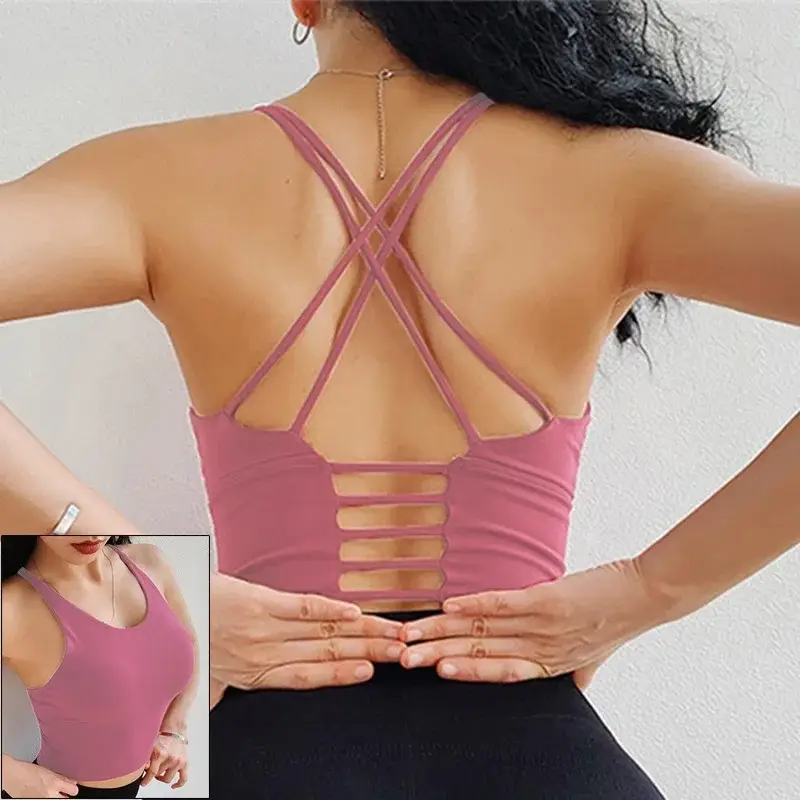 sports bra women, yoga crop top, breathable sports bra, criss-cross back bra, fitness underwear