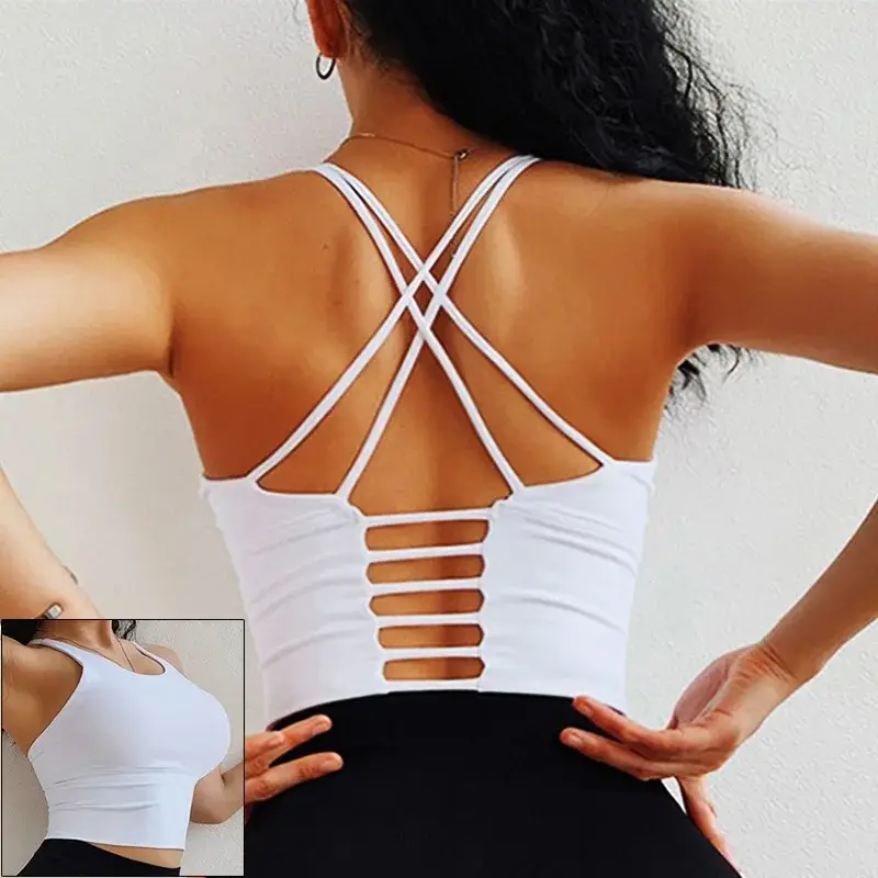 sports bra women, yoga crop top, breathable sports bra, criss-cross back bra, fitness underwear