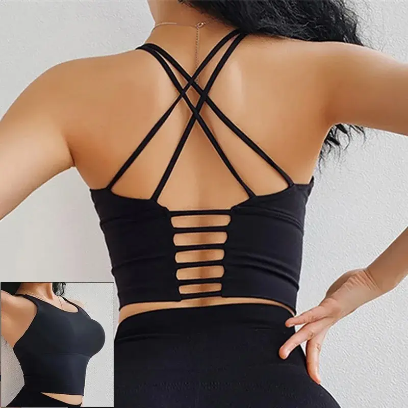 sports bra women, yoga crop top, breathable sports bra, criss-cross back bra, fitness underwear