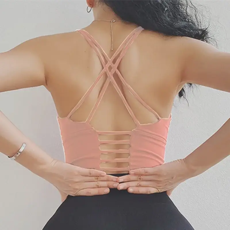 sports bra women, yoga crop top, breathable sports bra, criss-cross back bra, fitness underwear