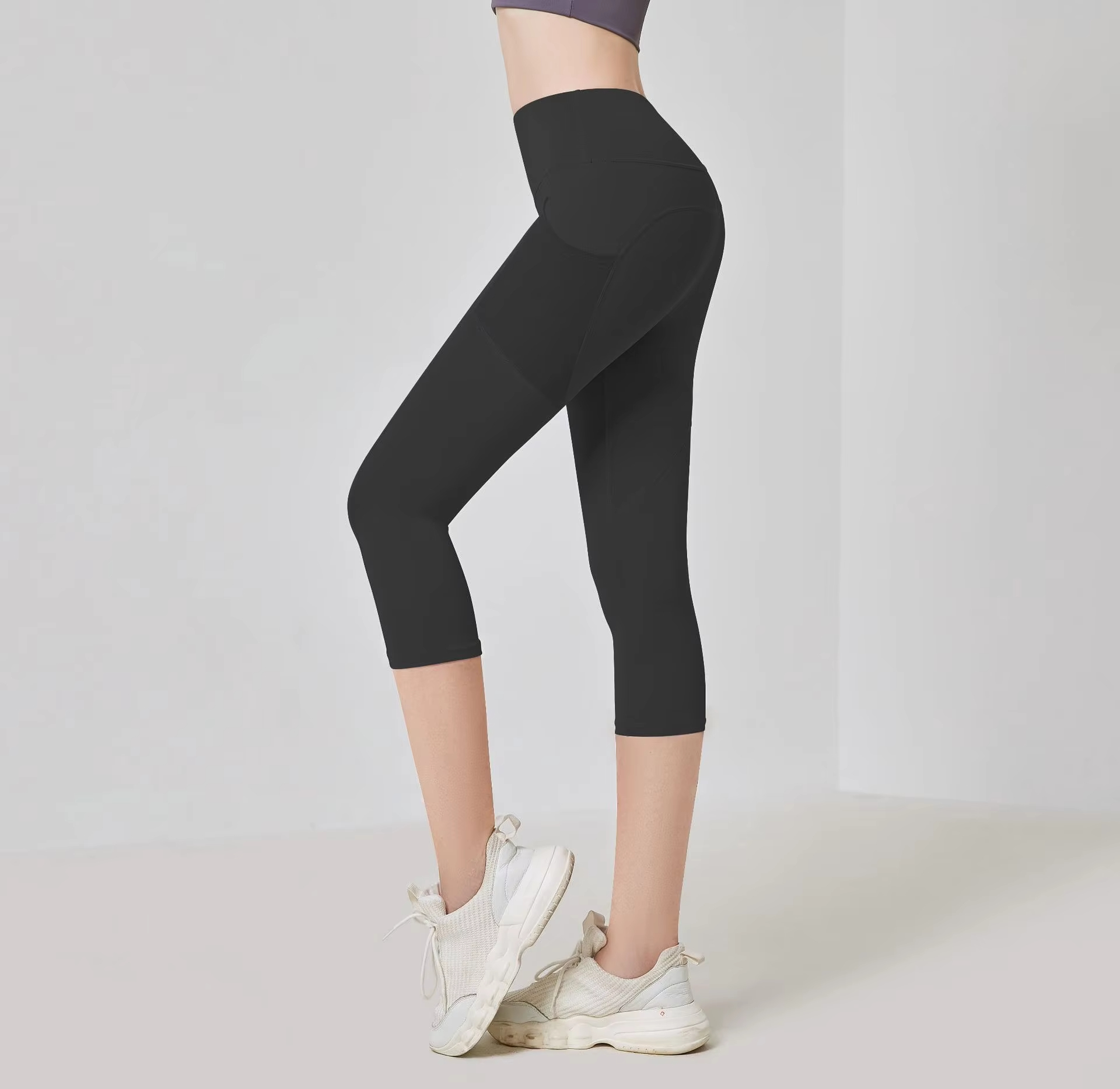 women sports pants, cropped leggings, yoga pants with pockets, gym tights women, 3/4 workout leggings
