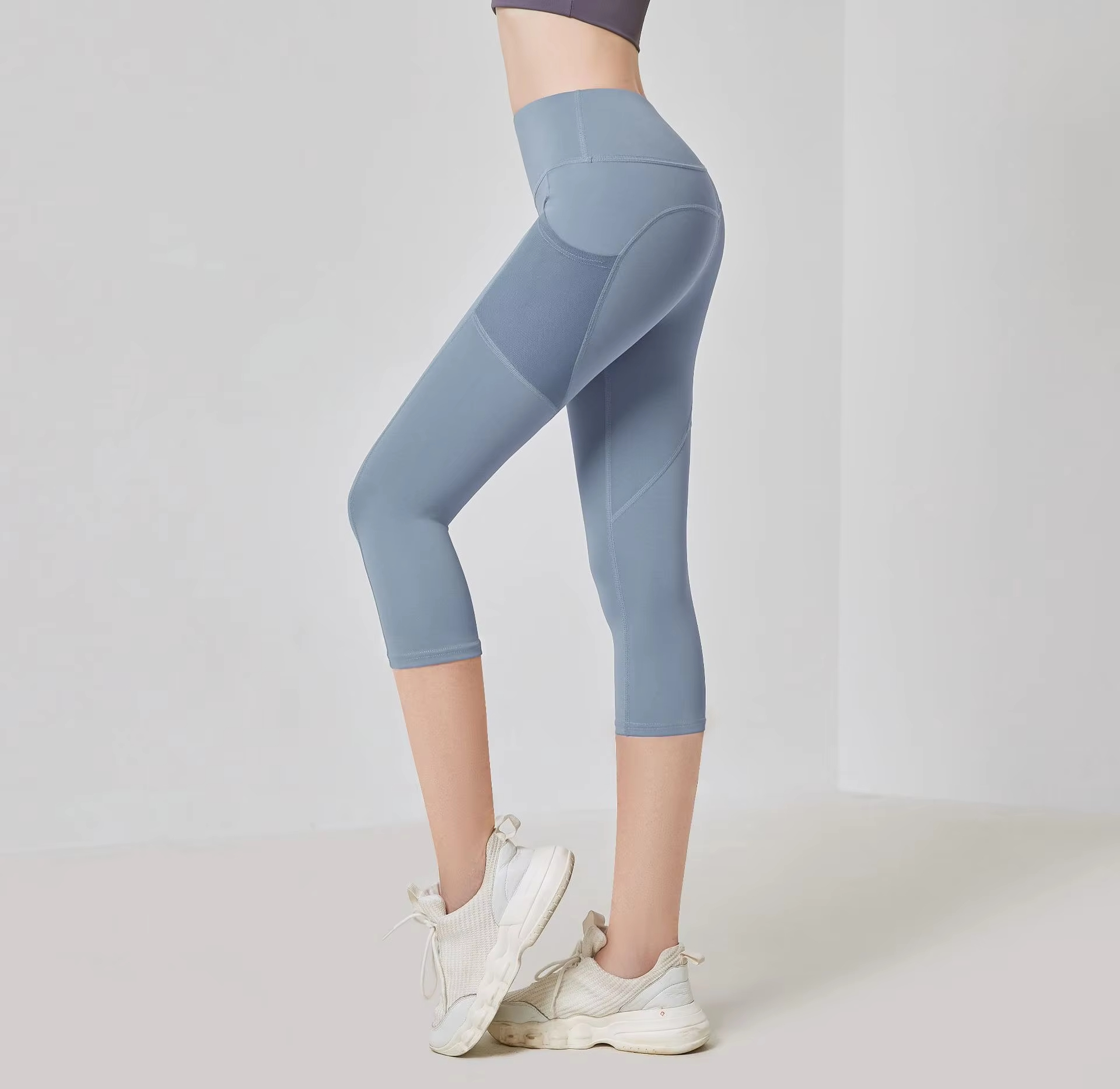 women sports pants, cropped leggings, yoga pants with pockets, gym tights women, 3/4 workout leggings